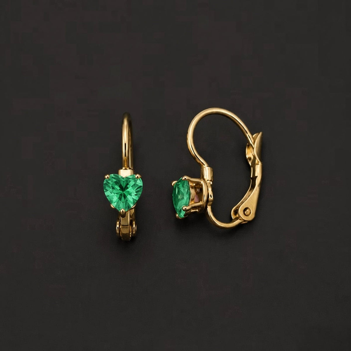 Emerald Heart Drop Earrings