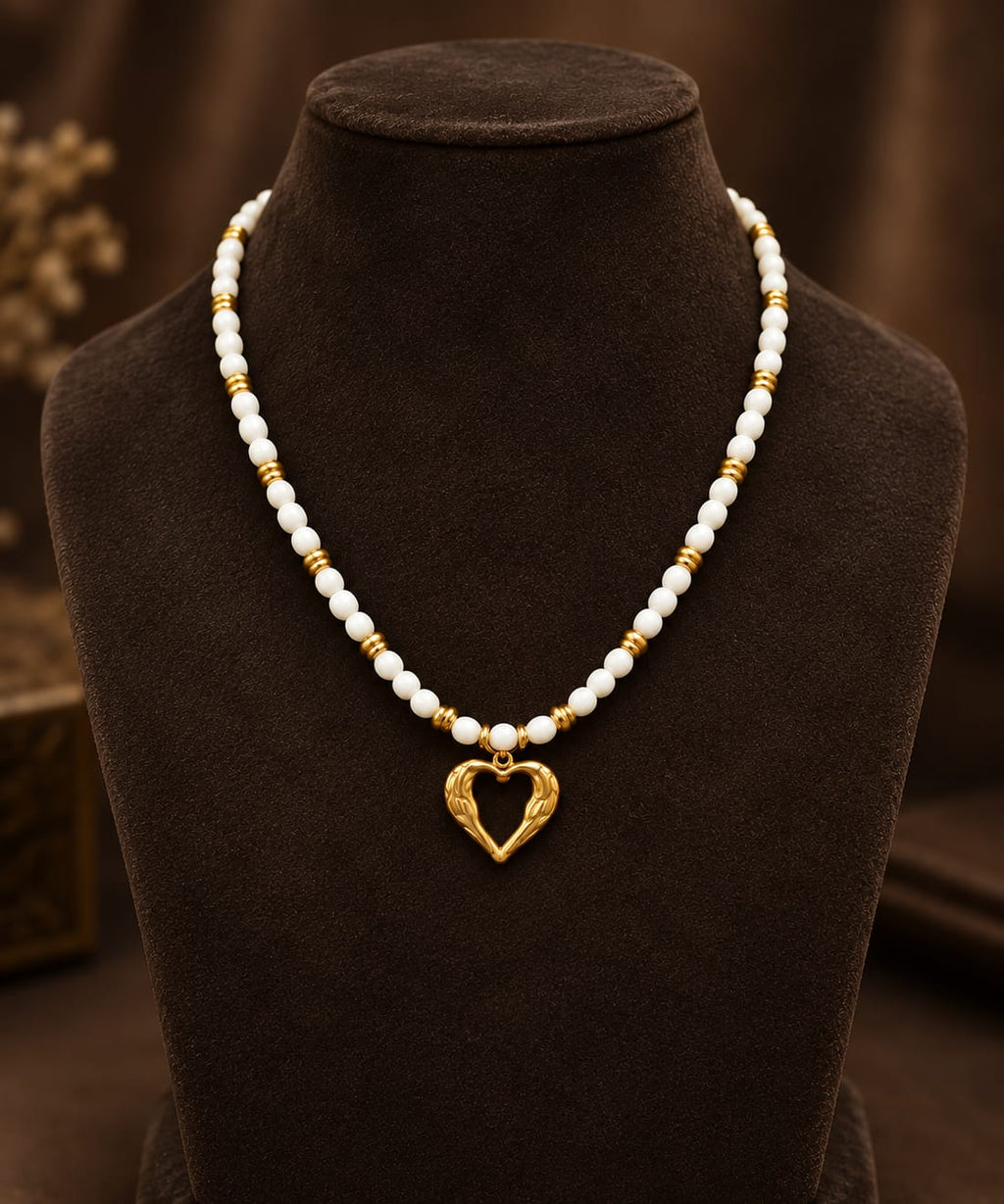 Golden Heart Bead Necklace