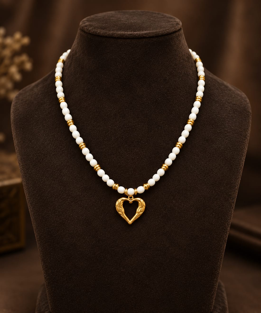 Golden Heart Bead Necklace