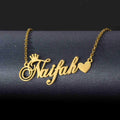 Personalised Crown Heart Name Necklace