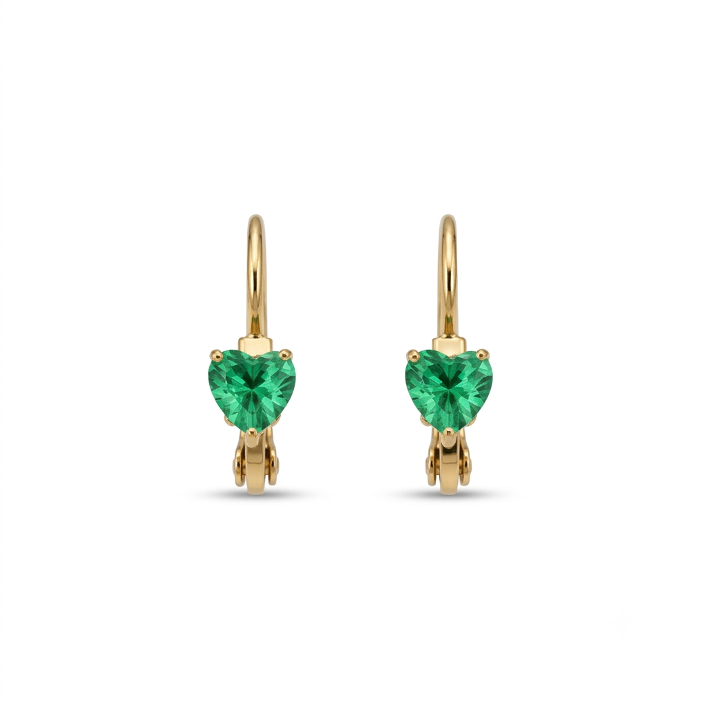 Emerald Heart Drop Earrings